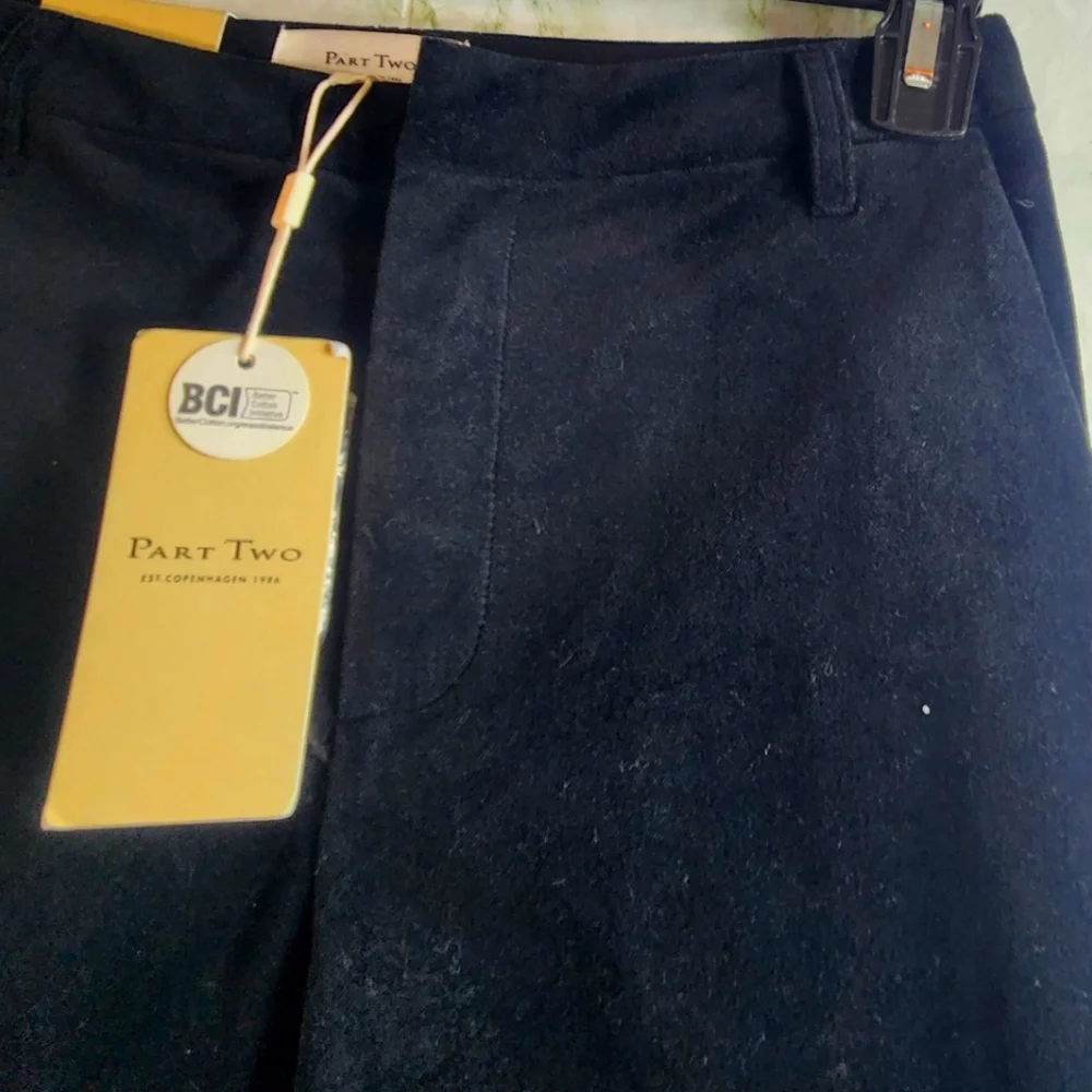PART TWO Classic Fit Bootcut Black Velvet Pants